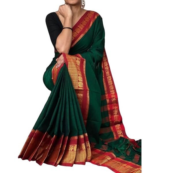 Women And Girls Narayanpet Cotton Saree Without Blouse Piece (Dt_Npgreen_Green)