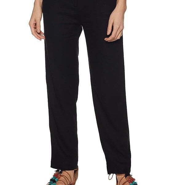 Marks & Spencer Linen Blend Women's Solid High Rise Regular Fit Trouser