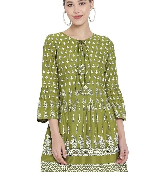 Yash Gallery Women's Rayon Floral Printed Short Kurti Tops for Women