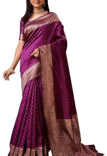 Sugathari Women's Banarasi Saree Pure Kanjivaram Silk Saree Soft new ladies 2023 Design Wear Pattu Sarees Latest Cotton Party Sari collections With Blouse Piece for Wedding sadi (SAM PARI-113)