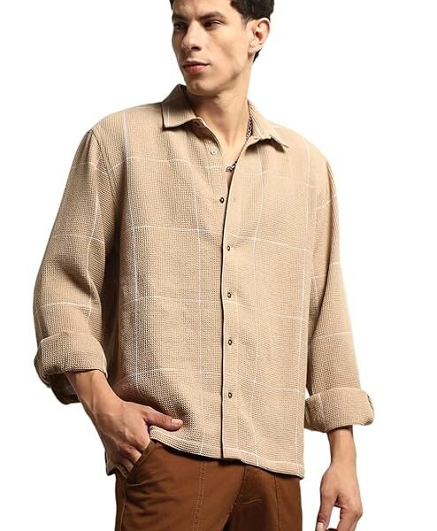 Hubberholme Men Summer Cotton Spread Collar Long Sleeves Oversized Casual Shirt 36