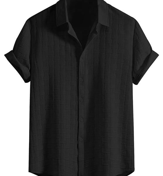Leriya Fashion Shirt for Men | Mens Casual Shirt | Men Stylish Shirt | Men Textured Shirt | Men's Regular Fit | Men Formal Ribbed Shirt | Half Sleeve Shirt