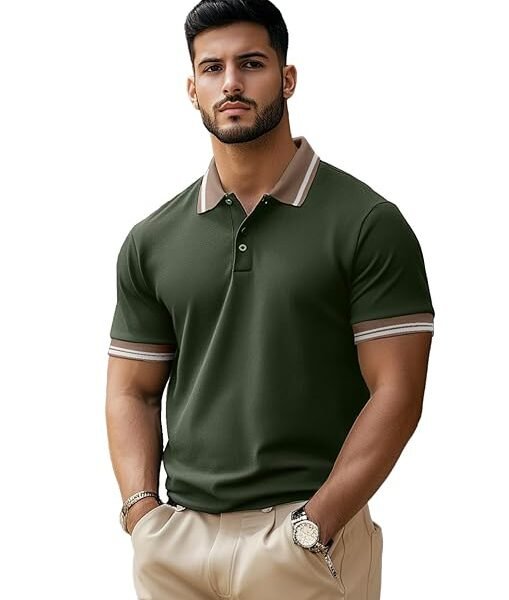 Veirdo® Pure Cotton Half Sleeves Regular Fit Plain Solid Classic Polo Colored Collar T-Shirt for Men (Color Options: Black & White)